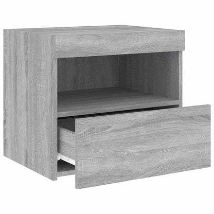 vidaXL Nachttisch mit LED-Leuchten Grau Sonoma 50x40x45 cm
