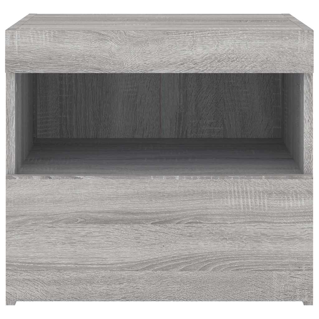 vidaXL Nachttisch mit LED-Leuchten Grau Sonoma 50x40x45 cm