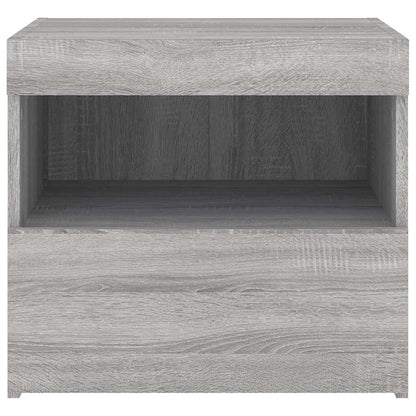 vidaXL Nachttisch mit LED-Leuchten Grau Sonoma 50x40x45 cm