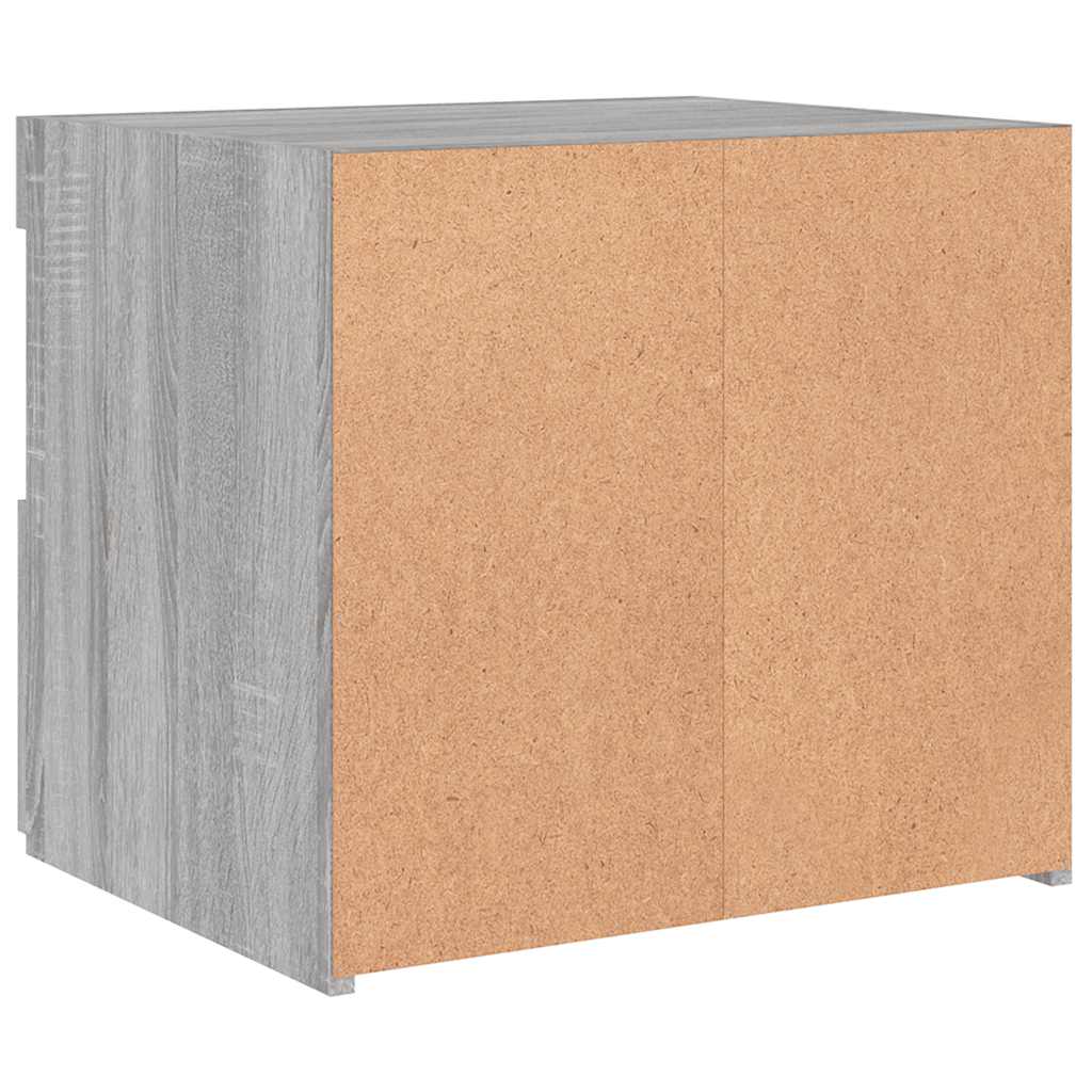 vidaXL Nachttisch mit LED-Leuchten Grau Sonoma 50x40x45 cm