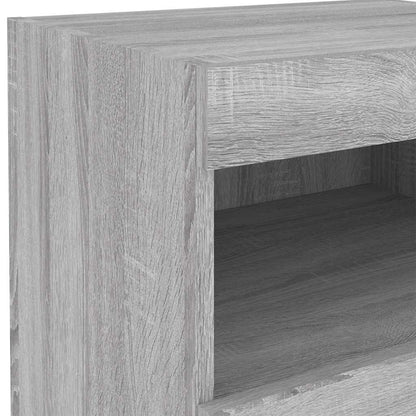 vidaXL Nachttische mit LED-Leuchten 2 Stk. Grau Sonoma 50x40x45 cm