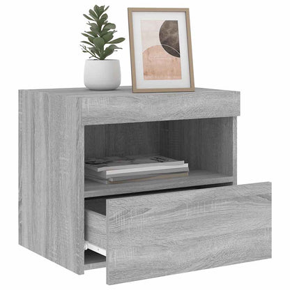 vidaXL Nachttische mit LED-Leuchten 2 Stk. Grau Sonoma 50x40x45 cm