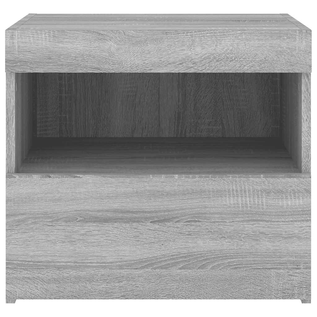 vidaXL Nachttische mit LED-Leuchten 2 Stk. Grau Sonoma 50x40x45 cm