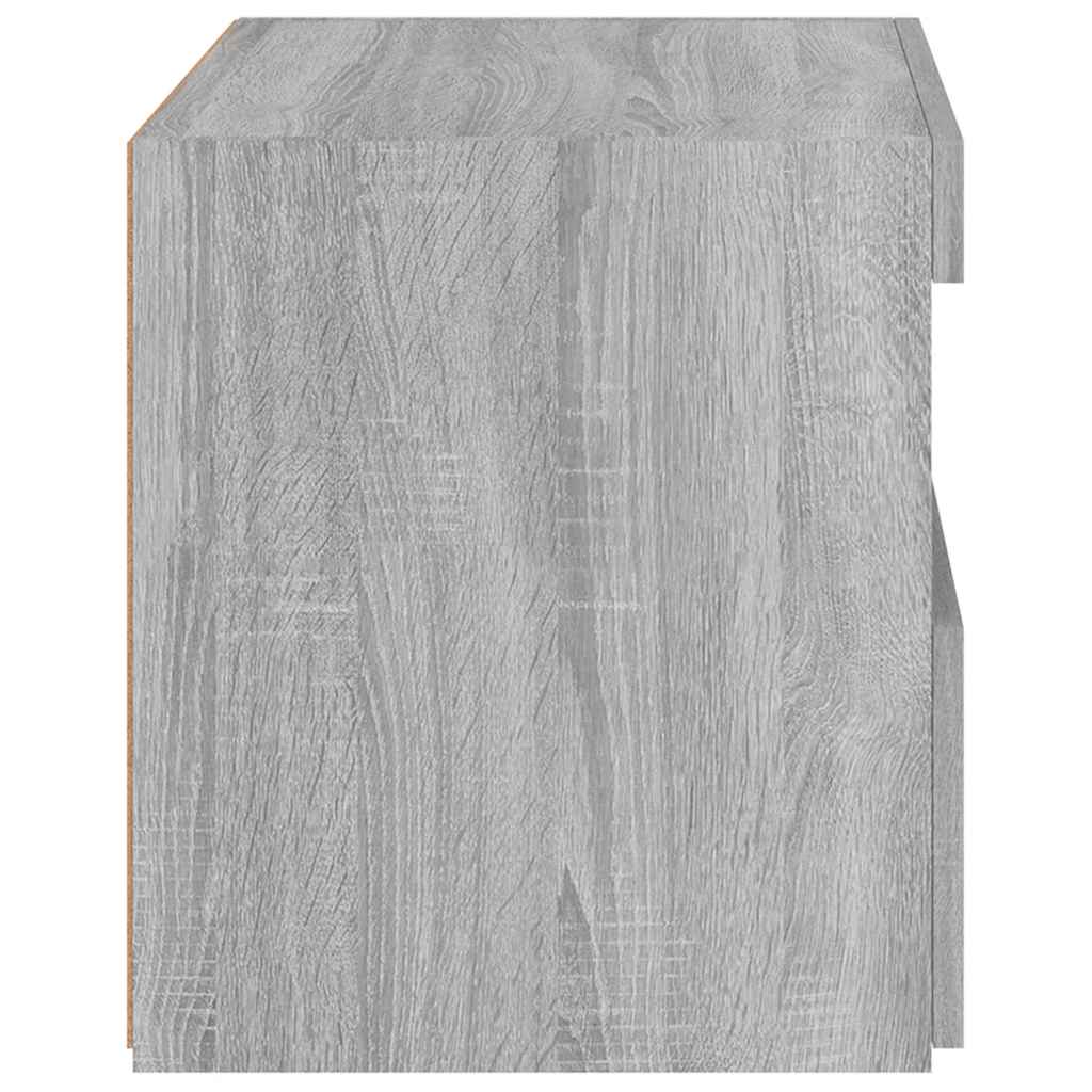 vidaXL Nachttische mit LED-Leuchten 2 Stk. Grau Sonoma 50x40x45 cm