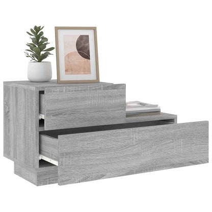 vidaXL Nachttisch mit LED-Leuchten Grau Sonoma 70x36x40,5 cm