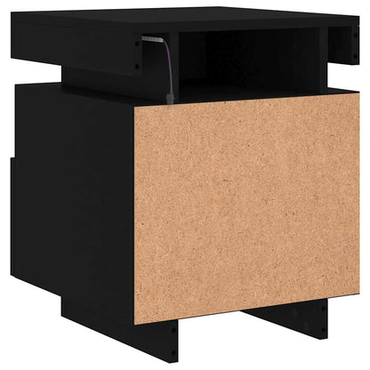 vidaXL Nachttisch mit LED-Leuchten Schwarz 40x39x48,5 cm