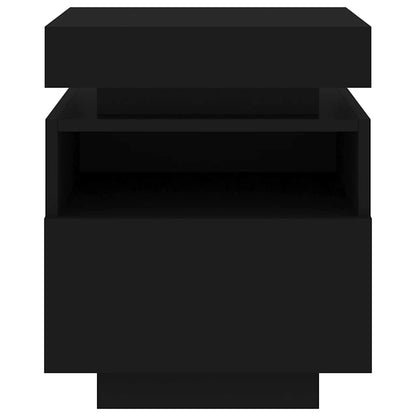 vidaXL Nachttische mit LED-Leuchten 2 Stk. Schwarz 40x39x48,5 cm