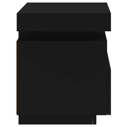 vidaXL Nachttische mit LED-Leuchten 2 Stk. Schwarz 40x39x48,5 cm