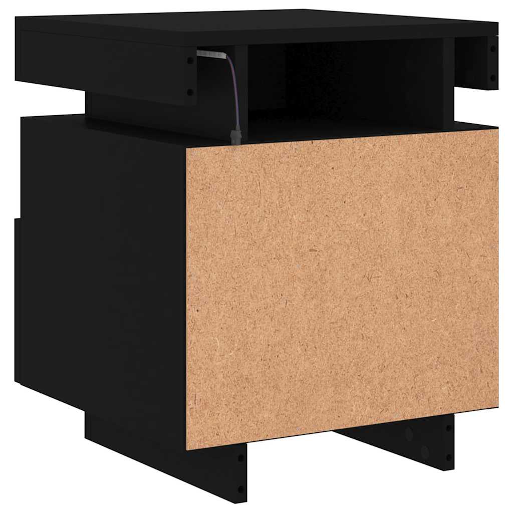 vidaXL Nachttische mit LED-Leuchten 2 Stk. Schwarz 40x39x48,5 cm