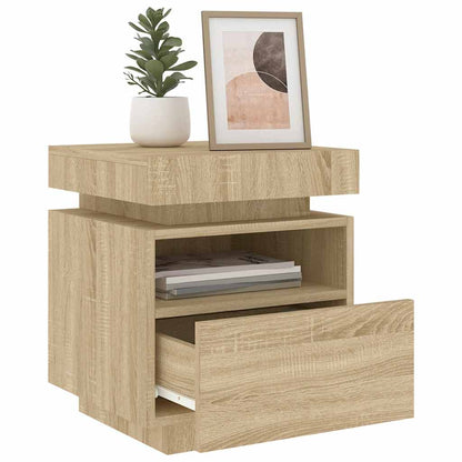 vidaXL Table de chevet avec lumières LED Chêne Sonoma 40x39x48,5 cm