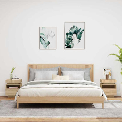 vidaXL Nachttische mit LED-Leuchten 2 Stk. Sonoma Eiche 40x39x48,5 cm