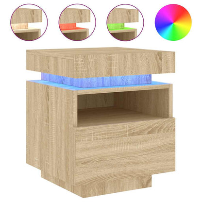 vidaXL Nachttische mit LED-Leuchten 2 Stk. Sonoma Eiche 40x39x48,5 cm