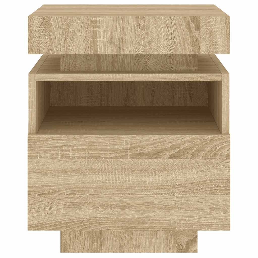 vidaXL Nachttische mit LED-Leuchten 2 Stk. Sonoma Eiche 40x39x48,5 cm