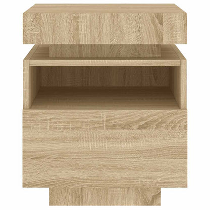 vidaXL Nachttische mit LED-Leuchten 2 Stk. Sonoma Eiche 40x39x48,5 cm