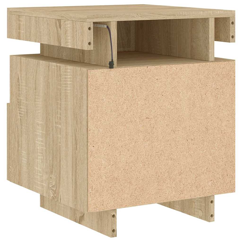 vidaXL Nachttische mit LED-Leuchten 2 Stk. Sonoma Eiche 40x39x48,5 cm