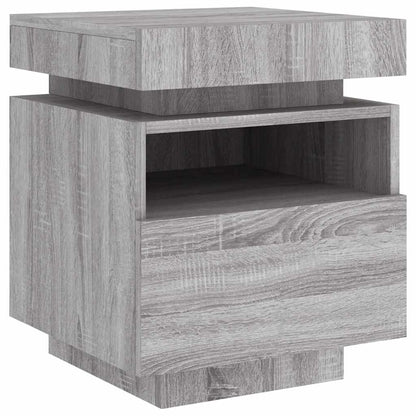 vidaXL Nachttisch mit LED-Leuchten Grau Sonoma 40x39x48,5 cm