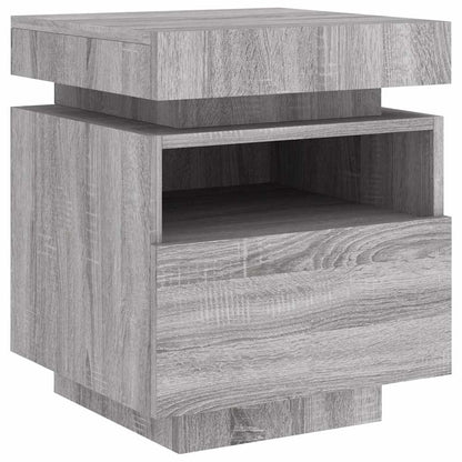 vidaXL Nachttische mit LED-Leuchten 2 Stk. Grau Sonoma 40x39x48,5 cm