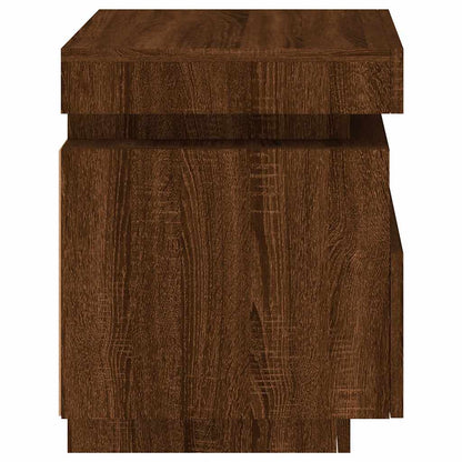 vidaXL Nachttische mit LED-Leuchten 2 Stk. Braun Eiche 40x39x48,5 cm