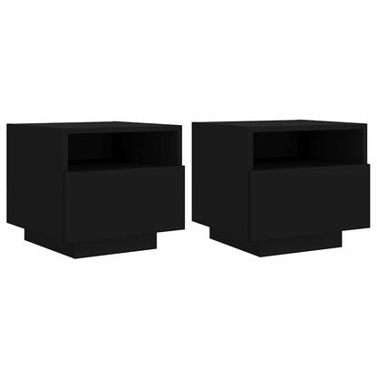 vidaXL Nachttische mit LED-Leuchten 2 Stk. Schwarz 40x39x37 cm