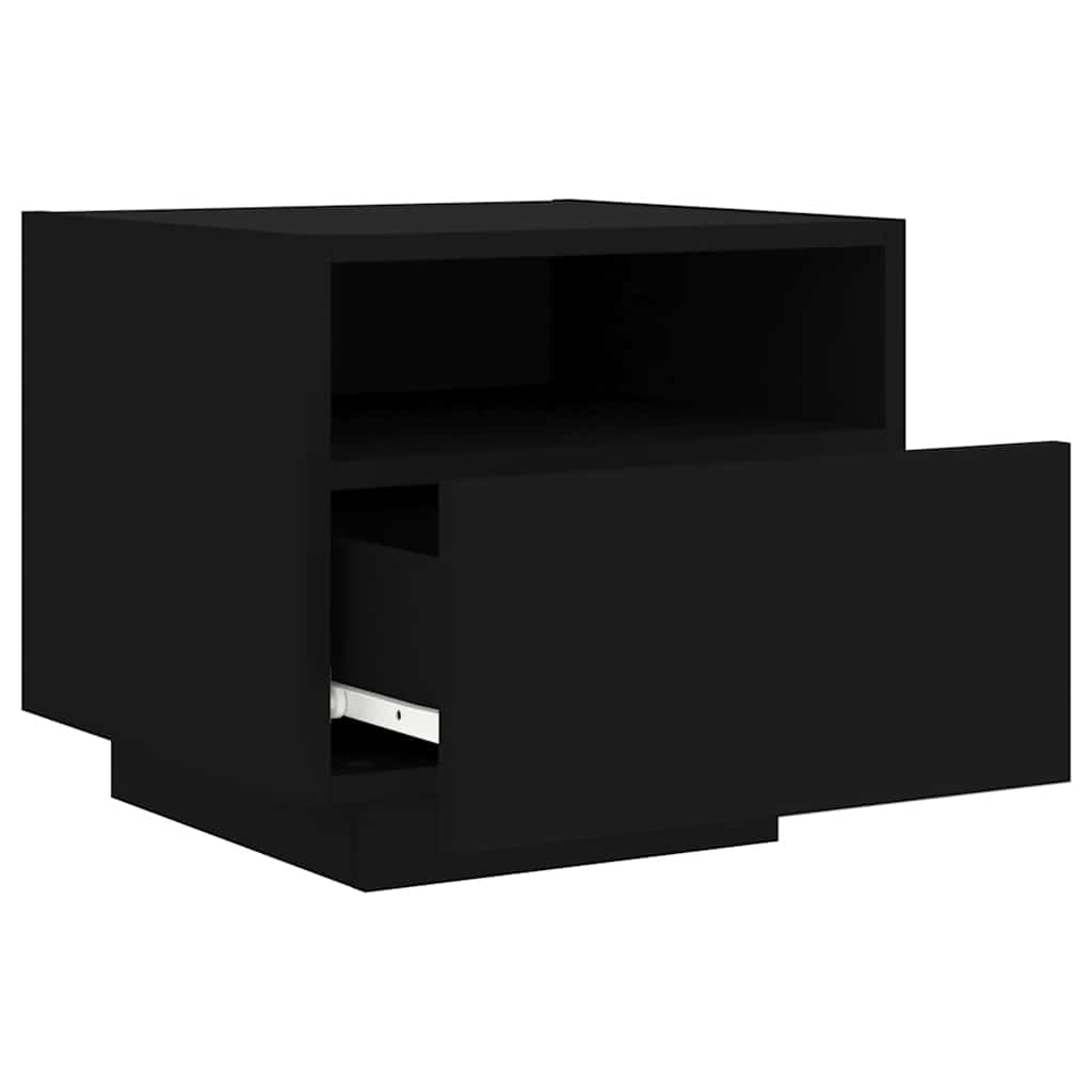 vidaXL Nachttische mit LED-Leuchten 2 Stk. Schwarz 40x39x37 cm