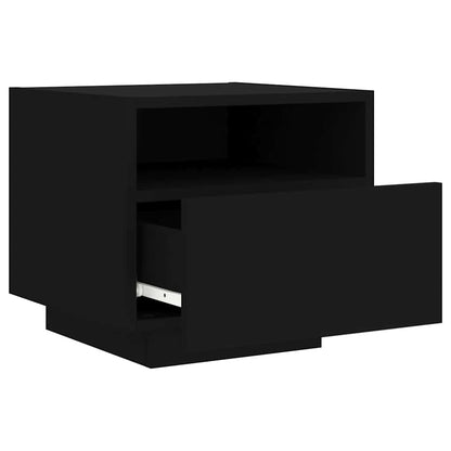 vidaXL Nachttische mit LED-Leuchten 2 Stk. Schwarz 40x39x37 cm