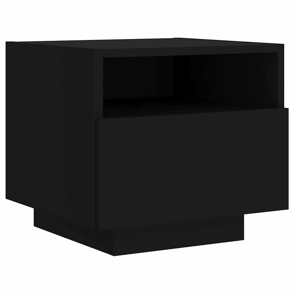 vidaXL Nachttische mit LED-Leuchten 2 Stk. Schwarz 40x39x37 cm