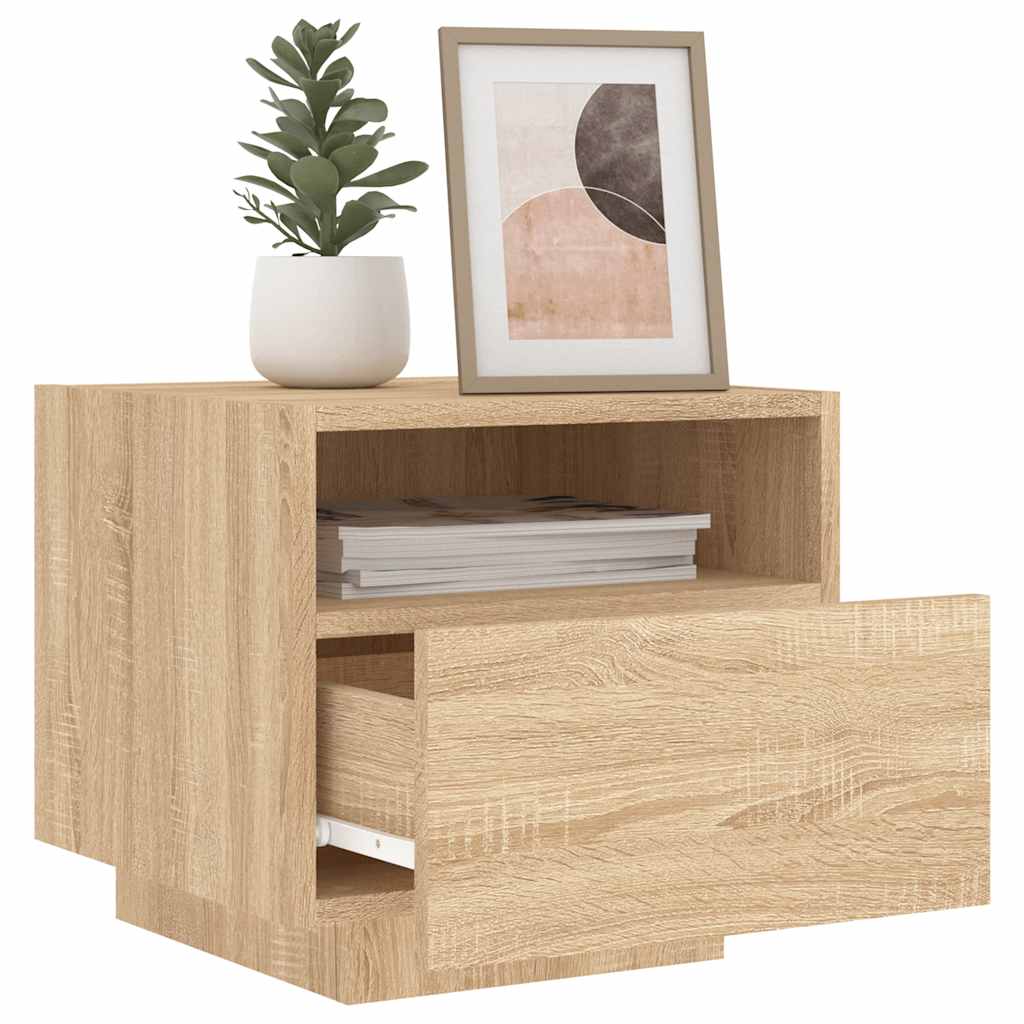 vidaXL Table de chevet avec lumières LED Chêne Sonoma 40x39x37 cm