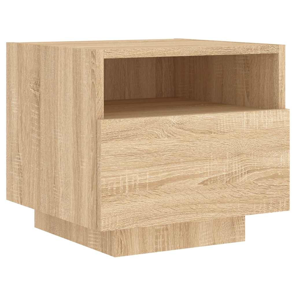 vidaXL Table de chevet avec lumières LED Chêne Sonoma 40x39x37 cm
