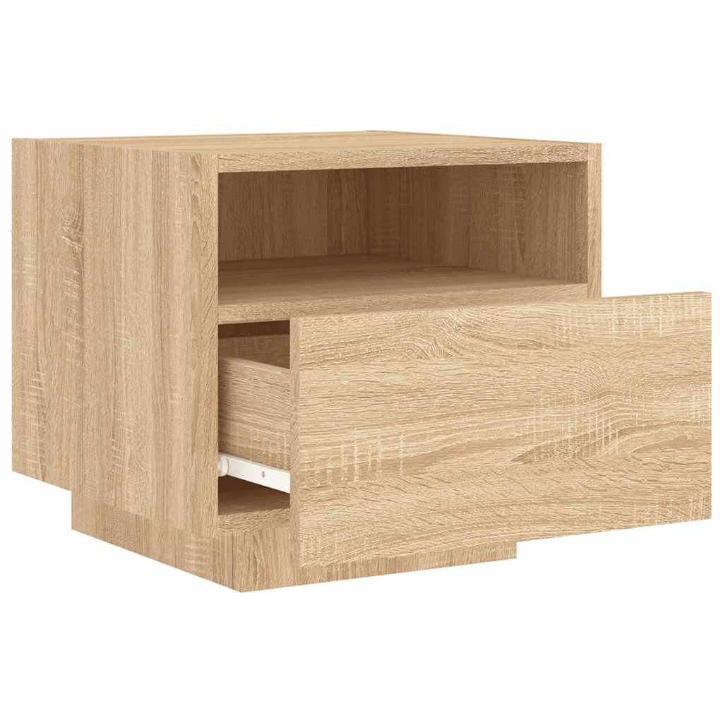 vidaXL Table de chevet avec lumières LED Chêne Sonoma 40x39x37 cm