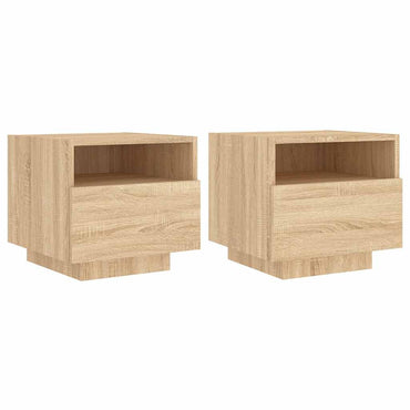 vidaXL Nachttische mit LED-Leuchten 2 Stk. Sonoma Eiche 40x39x37 cm