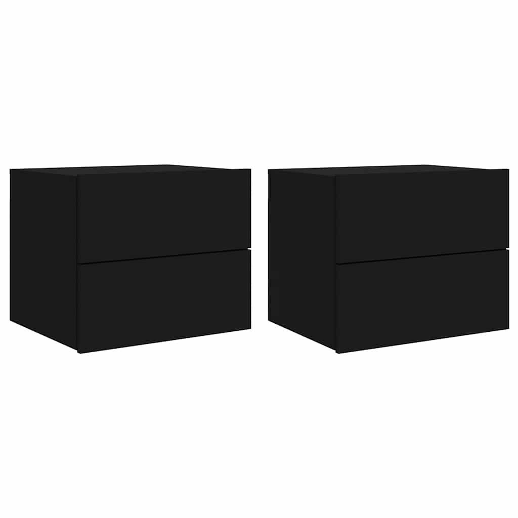 vidaXL Wand-Nachttische mit LED-Leuchten 2 Stk. Schwarz