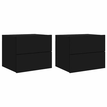 vidaXL Wand-Nachttische mit LED-Leuchten 2 Stk. Schwarz