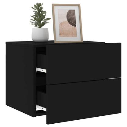 vidaXL Wand-Nachttische mit LED-Leuchten 2 Stk. Schwarz