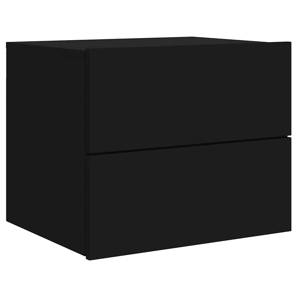 vidaXL Wand-Nachttische mit LED-Leuchten 2 Stk. Schwarz