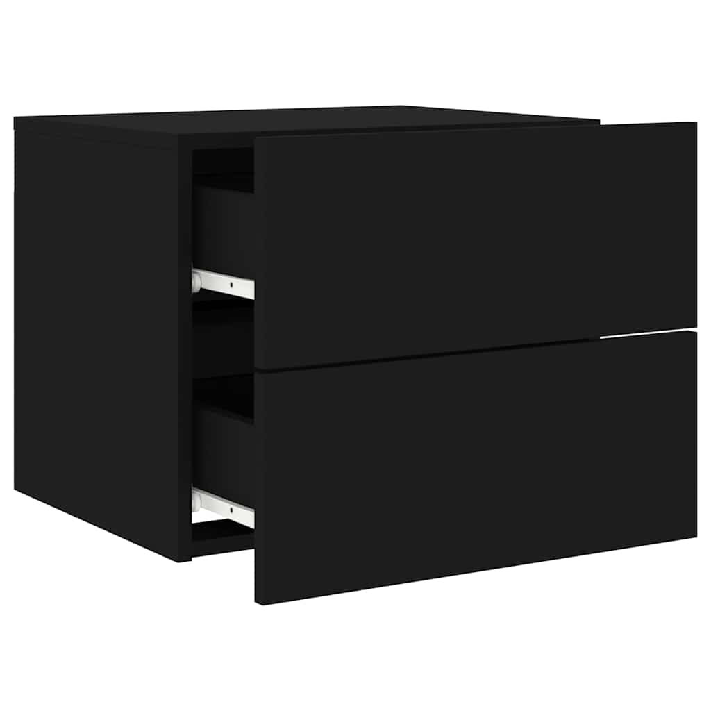 vidaXL Wand-Nachttische mit LED-Leuchten 2 Stk. Schwarz