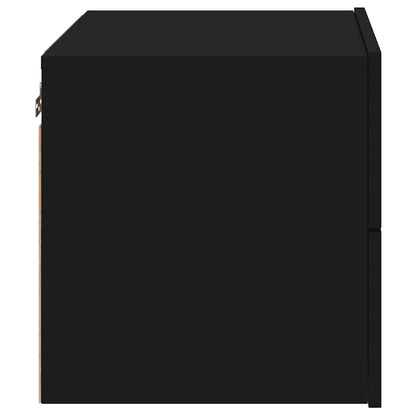 vidaXL Wand-Nachttische mit LED-Leuchten 2 Stk. Schwarz