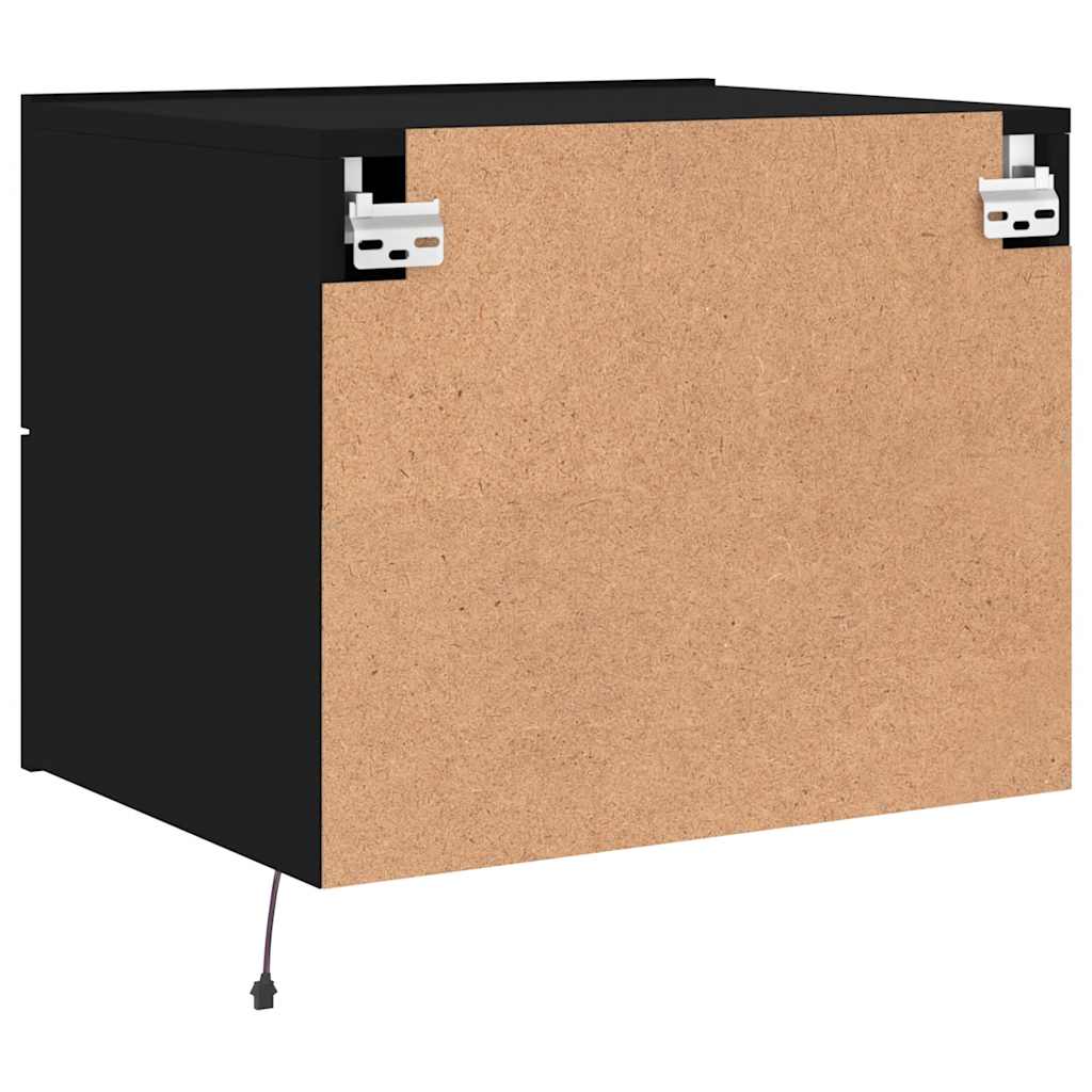 vidaXL Wand-Nachttische mit LED-Leuchten 2 Stk. Schwarz