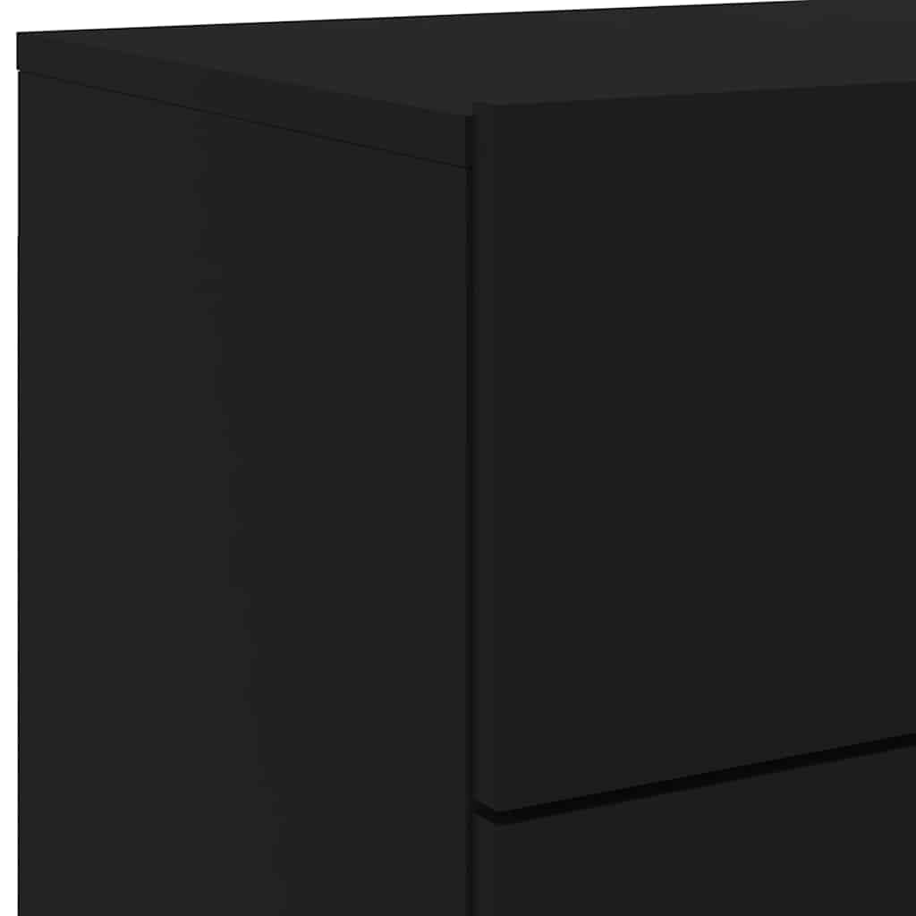 vidaXL Wand-Nachttische mit LED-Leuchten 2 Stk. Schwarz