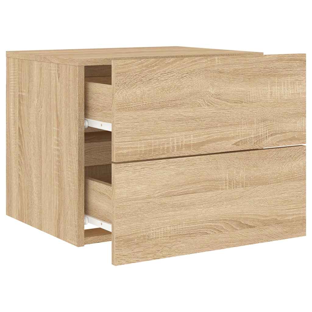 vidaXL Wand-Nachttische mit LED-Leuchten 2 Stk. Sonoma-Eiche