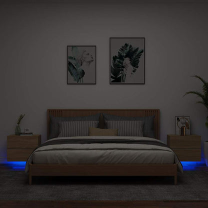 vidaXL Wand-Nachttische mit LED-Leuchten 2 Stk. Sonoma-Eiche