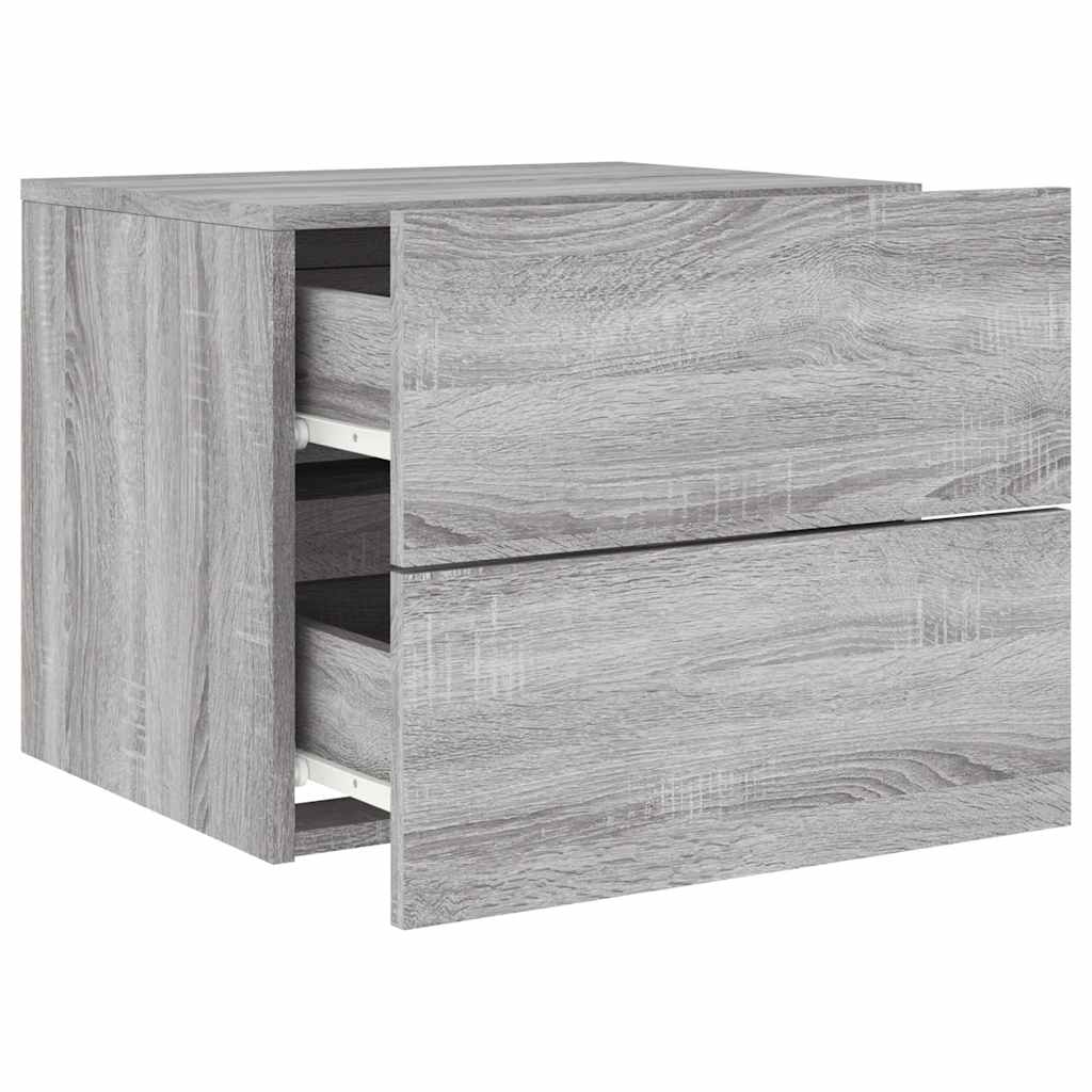 vidaXL Wand-Nachttische mit LED-Leuchten 2 Stk. Grau Sonoma