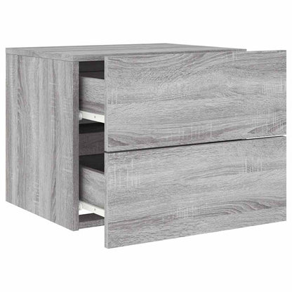 vidaXL Wand-Nachttische mit LED-Leuchten 2 Stk. Grau Sonoma