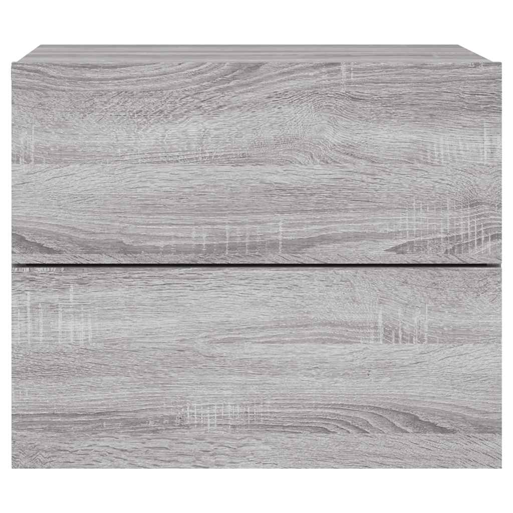 vidaXL Wand-Nachttische mit LED-Leuchten 2 Stk. Grau Sonoma