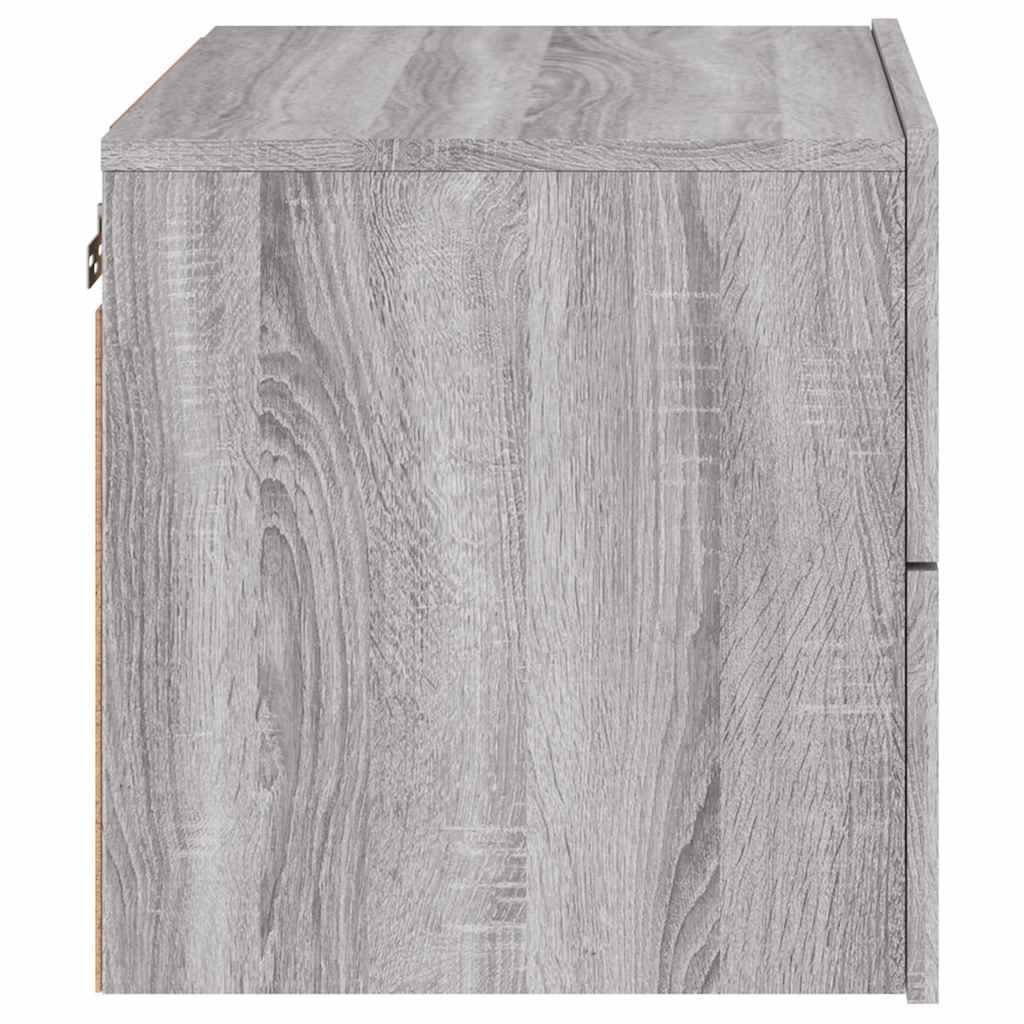 vidaXL Wand-Nachttische mit LED-Leuchten 2 Stk. Grau Sonoma