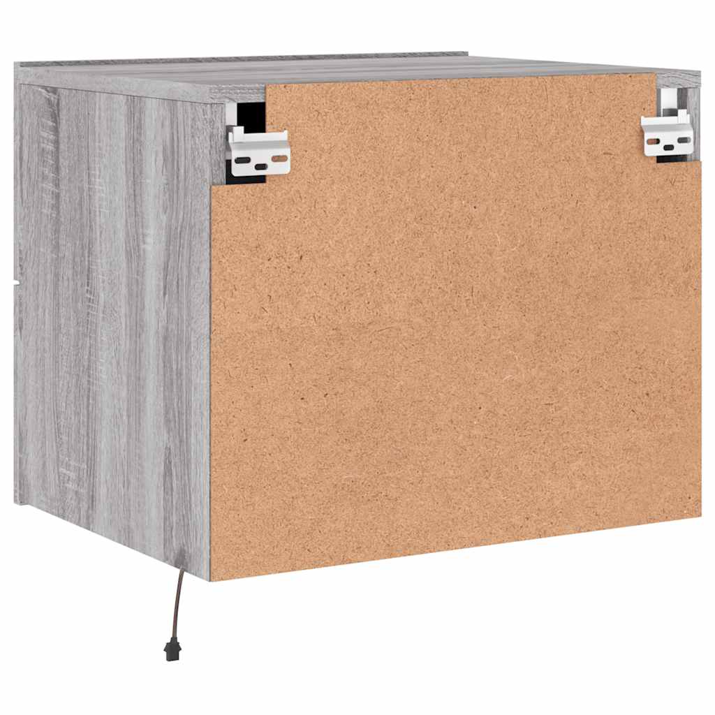 vidaXL Wand-Nachttische mit LED-Leuchten 2 Stk. Grau Sonoma
