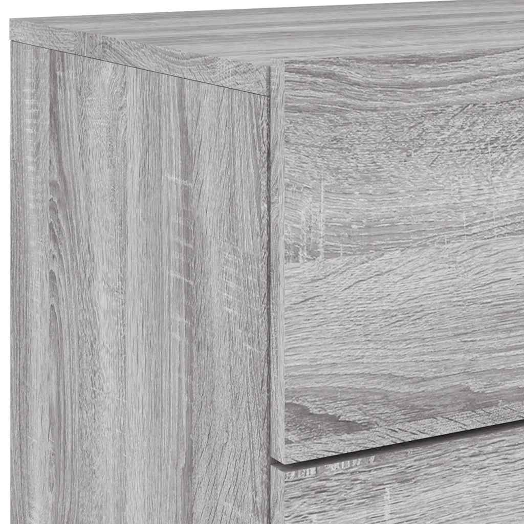 vidaXL Wand-Nachttische mit LED-Leuchten 2 Stk. Grau Sonoma
