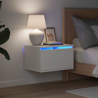 vidaXL Wand-Nachttisch mit LED-Leuchten Weiß