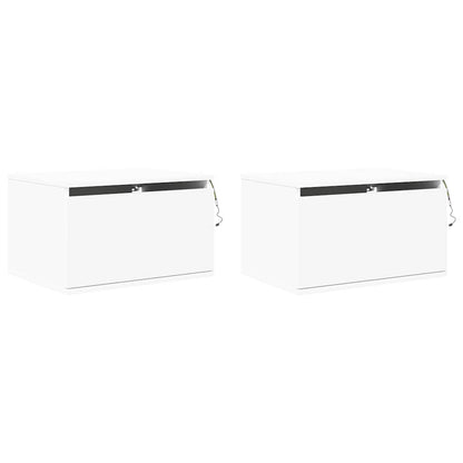vidaXL Wand-Nachttische mit LED-Leuchten 2 Stk. Weiß