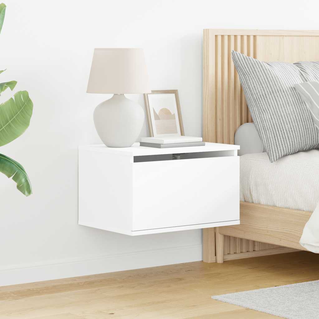 vidaXL Wand-Nachttische mit LED-Leuchten 2 Stk. Weiß