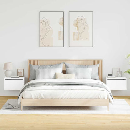 vidaXL Wand-Nachttische mit LED-Leuchten 2 Stk. Weiß